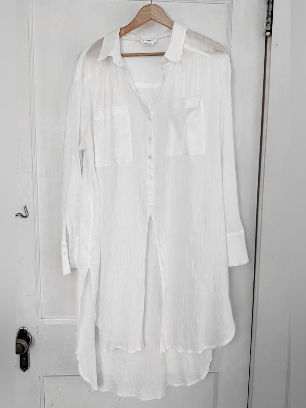 Anthro Long Cotton Tunic Top White